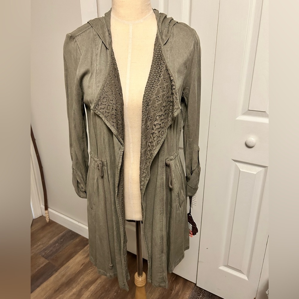 Knox Rose Olive Hooded Trench Coat Sz XS